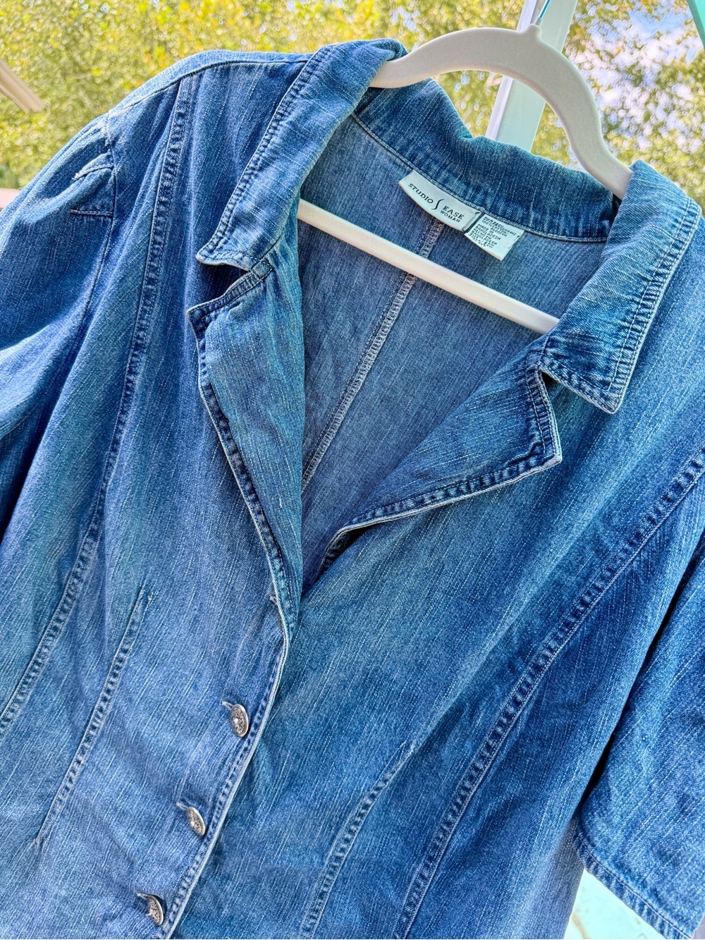 Vintage 90's Studio Ease Woman Denim Shirt/Shacket Plus Size